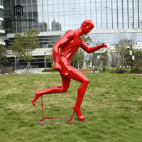 Sculpture de sportive en FRP sur mesure, grande taille, figurine de joueur de basket-ball, athlète en course, statue pour la décoration de la maison, du jardin, du club ou de la salle de sport