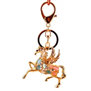 Metall schöne tier pferd schlüsselbund schlüsselbund für auto handtasche charme schlüssel halter großhandel pegasus keychain