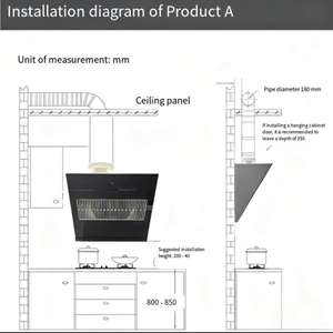 Mini-hotte murale LED 600 mm en acier inoxydable avec combinaison <span class=keywords><strong>pour</strong></span> hotte aspirante, usage hôtelier et domestique, aspiration latérale type T - Product Image 6