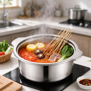Marmite FLEY en acier inoxydable pour fondue, marmite profonde à corps droit avec doubles poignées larges, idéale pour les buffets et les réunions familiales - Product Image 2