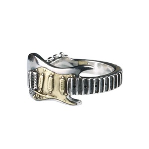 Anillo de guitarra eléctrica de aleación de zinc, dos tonos plateados, unisex, ajustable, estilo rock punk, regalo de joyería - Product Image 5