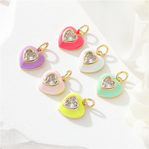 เครื่องรางเสริมสิริมงคล |   จี้ริบบิ้นมะเร็งเต้านมทองเหลืองชุบทอง 18K ประดับเพชรซิร์คอน |   การทำเครื่องประดับ DIY รูปหัวใจเคลือบสีชมพูสำหรับทุกเพศ - Product Image 5