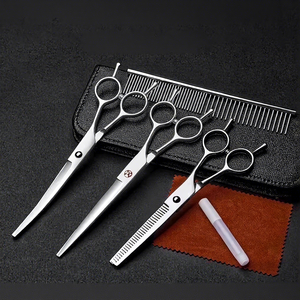 Tijeras de Acero Inoxidable <span class=keywords><strong>para</strong></span> Peluquería Canina, Set de Tijeras <span class=keywords><strong>para</strong></span> Estilizar Mascotas, Cuchillas Curvas Dentadas, Herramienta Imprescindible <span class=keywords><strong>para</strong></span> Cortar el Pelo de <span class=keywords><strong>Perros</strong></span> - Product Image 3