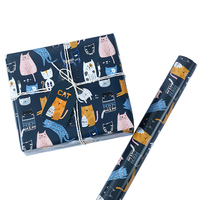 Papier cadeau double face imperméable et recyclable pour enfants, avec un design adorable de la série d'animaux de dessin animé