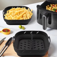 Meilleures ventes : Panier en silicone réutilisable carré pour friteuse à air, avec séparateur, pliable, pour une hygiène alimentaire optimale et un nettoyage facile
