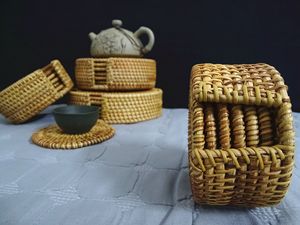 Juego de posavasos de ratán hechos a mano, taza de vid de otoño, tetera, aislamiento, almacenamiento de madera, juego de té, accesorios - Product Image 6