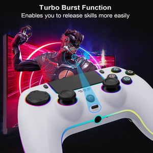 Manette de jeu sans fil Bluetooth du fabricant avec éclairage RGB, double vibration, six axes, pour ordinateur PC - Product Image 4