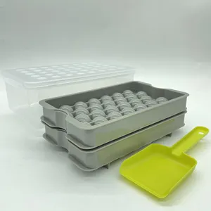 Benhaida 64 cavità Mini stampo per palline di ghiaccio in Silicone con supporto per custodia in plastica vassoio per sfere di ghiaccio a rilascio facile