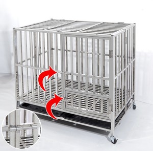 Ağır paslanmaz çelik köpek kafesi kulübesi sandık ve oyun parkı eğitim küçük köpek kapalı açık kapılar ve kilitler ile tasarım - Product Image 5
