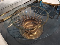 Table basse ronde de style européen Plateau en verre trempé transparent avec base en acier inoxydable doré Meubles de maison