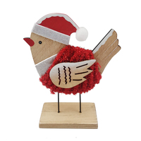 Décorations en bois personnalisables Oiseau de cerf en bois avec corps velouté enveloppé de laine avec base en bois drôle et mignon pour la décoration de Noël