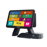 Sistema POS táctil comercial todo en uno con pantalla de visualización de cliente de impresora interna de escaneo de código QR móvil