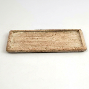 Plateau de rangement rectangulaire en pierre, design rustique, accessoire de table pour la cuisine, utilisation intérieure, durable - Product Image 1