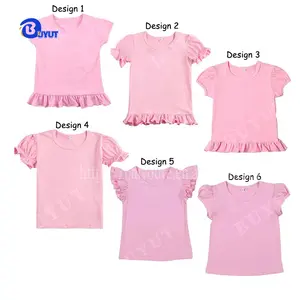 Factory OEM ODM Sublimation 100% Polyester Kids Tee Baby Clothes Blank Puff Sleeve Shirts Little Girl T-shirts