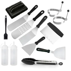 Dropshipping Professional Stainless Steel Flat Top Grill Cooking Tools Set Teppanyaki Spatula Baebecue Griddle Accessories Kit