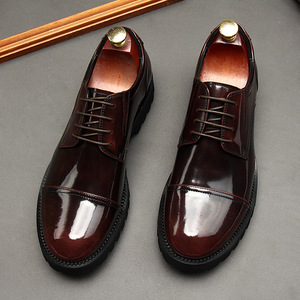 Zapatos de Cuero Formales y Casuales de Negocios, Estilo Británico Moderno con Cordones y Punta Redonda, Versión Europea, Mocasines de Piel de Vaca - Product Image 2