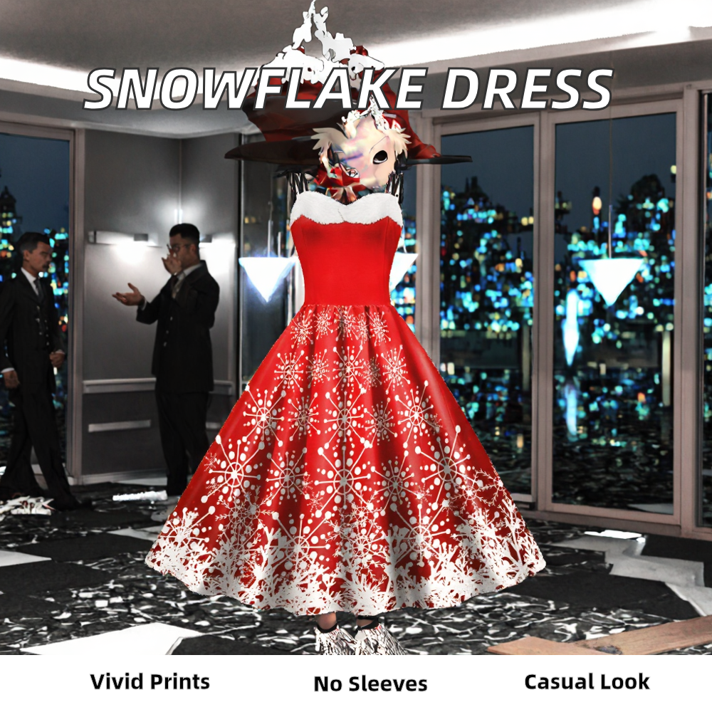 slim fit dress slacks Black 1950s Christmas Snowflake Off-Shoulder Dress main image 0