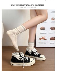 Zapatillas de Lona Originales de Caña Alta para Mujer, Estilo Coreano con Puntos, Chic y Versátiles, Calzado Casual, Novedad 2026 - Product Image 6