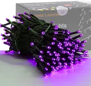 200led Halloween Decorative Mini Lights Green Wire Fairy Starry String Plug in, 8 Lighting Modes, Decoration (Purple)