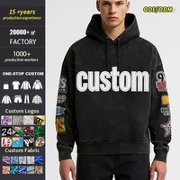 Pull à capuche en molleton délavé à l'acide avec appliqué effet soleil et broderie patchwork, vente en gros pour fabricants de vêtements de premier plan, 100%
