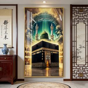 Decoración de Pared de Porcelana de Cristal con Impresión HD Personalizada con Diseño Arquitectónico Islámico de Lujo, con Luz LED para Sala de Estar - Product Image 5