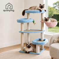 Arbre à chat compact multi-niveaux 5 étages pour appartement, tour d'activités pour chat peu encombrante avec griffoir en sisal, mobilier pour chat