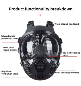 Masque respiratoire intégral certifié CE pour usage industriel, protection contre les gaz, peinture en aérosol et produits chimiques, léger et durable - Product Image 2