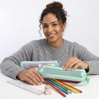 Trousse à crayons transparente en nylon, pochette à crayons en tissu Oxford, sac à stylos visible, trousse à crayons mignonne pour filles