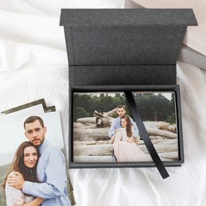 Pequeño blanco A4 fiesta boda familia Lino caja embalaje álbum de fotos caja de regalo <span class=keywords><strong>para</strong></span> fotos - Product Image 2