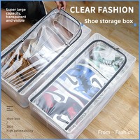 Boîte de rangement transparente épaisse anti-poussière à installation gratuite pour chaussures et vêtements, organisateurs de systèmes de placards personnalisés pour sous le lit