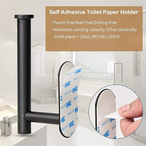 Gcheng <span class=keywords><strong>Porte</strong></span>-serviettes en papier noir moderne en acier inoxydable, sans perçage, à fixation murale, auto-adhésif, pour <span class=keywords><strong>cuisine</strong></span> et salle de bain - Product Image 5