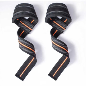 Sangles de soutien réglables pour poignet, noires avec surpiqûres orange, fermeture auto-agrippante antidérapante - Product Image 2