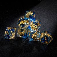 Ensemble de dés en résine à bords tranchants personnalisables de qualité supérieure avec anneau doré pour collection de cadeaux de joueur de DND RPG