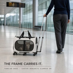 Carrito de Transporte Portátil para Mascotas, Bolsa de Viaje para Gatos de Oxford, Jaula Rodante Transpirable con Malla, Estuche de Transporte para Perros al Aire Libre - Product Image 4