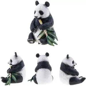 可爱的大熊猫家庭玩具雕像与幼崽-动物园动物塑料雕像教育细节儿童礼品套装