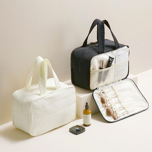 Taslon Large Capacity Cosmetic Bag Wash Bag Simple Style Multifunctional Portable Waterproof Travel Bag <b>Storage</b> Bag - Product Image 3