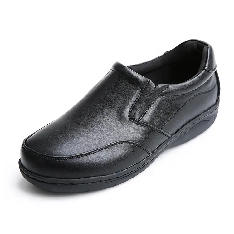 Neue billige schwarze rutsch feste flache Küche Koch Männer Chef Sicherheits schuhe Öl beständige Gummis ohle Slip On Arbeits schuhe wasserdicht