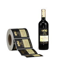 Étiquettes adhésives bon marché 3d en feuille d'or, verre gaufré, emballage de logo, bouteille de vin, impression d'autocollants