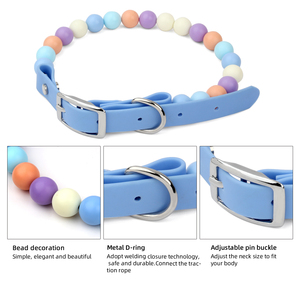Direkt vom Hersteller: Individuell gestaltbares, farbenfrohes, wasserdichtes <span class=keywords><strong>PVC</strong></span>-Hundehalsband mit Perlen und Bändern für den Außenbereich – luxuriös und verstellbar - Product Image 4
