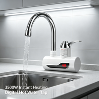 Robinet d'eau électrique à chauffage instantané, étanche IPX4, économe en énergie, en acier inoxydable et plastique, avec affichage numérique LED, pour maison, voiture, hôtel
