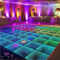 Dalles LED 3D effet miroir pour piste de danse, briques lumineuses magnétiques IP54 à changement de couleur pour éclairage de scène, événements et fêtes de mariage