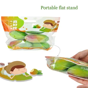 Custom Holographic LDPE Biodegradable Plastic Bag Zipper Lock Handles Repackable Packaging Grocery Melon Fruit Vegetables Meat