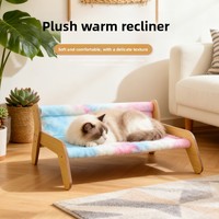 Canapé-lit pour chat en bois, lit pour animaux de compagnie, lit pour chat universel et amovible, populaire en hiver, lavable, fournitures pour animaux de compagnie en peluche