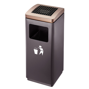 Hotel Grid Top Square Metal Litter Bin Trash bin Trash Can Metal Garbage Bin Waste Receptacles with Ashtray