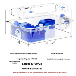 Cage à <span class=keywords><strong>hamster</strong></span> en plastique extra-large de luxe, entièrement transparente, design ours en soie dorée, style moderne, roue à courir détachable, grande - Product Image 4