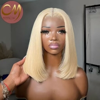 Perruque Bob Blonde 613 en Cheveux Humains, Lace Front HD, Lisse, 5x5 Sans Colle, Pré-épilée, Super Double Drawn