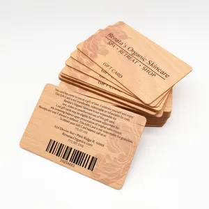 Voll farbdruck Holz Laser karte Holz Business Geschenk karten mit Barcode