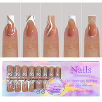 ZHI JIA - Puntas de Uñas de Gel Suave con Diseño Premium de ABS, Forma de Ataúd, 15 Tamaños, 150 Unidades, Cobertura Completa con Pegamento para Uso en Salones y DIY