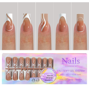 ZHI JIA - Puntas <span class=keywords><strong>de</strong></span> <span class=keywords><strong>Uñas</strong></span> <span class=keywords><strong>de</strong></span> Gel Suave con Diseño Premium <span class=keywords><strong>de</strong></span> ABS, Forma <span class=keywords><strong>de</strong></span> Ataúd, 15 Tamaños, 150 Unidades, Cobertura Completa con Pegamento para Uso en Salones y DIY - Product Image 5