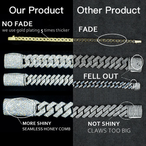 Collar de Eslabones Cubanos con Incrustaciones de Moissanita CVD que Pasa la Prueba del Diamante, Chapado en Oro de 18K Personalizado, Estilo Hip Hop, Plata 925, Joyería para Hombre - Product Image 5